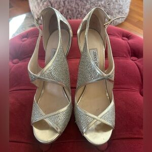Jimmy Choo Leondra Champagne Shiny Heels 10